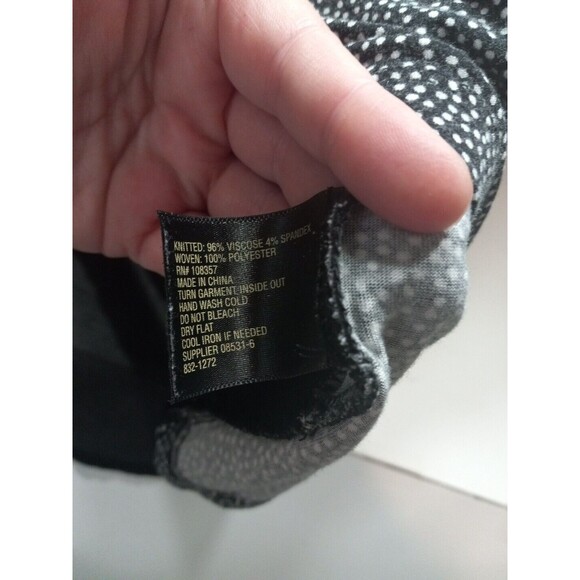 Worthington Mixed Media Black Large Semi Sheer Bodice Hem Panel Ruffle Sleeves - Picture 7 of 10